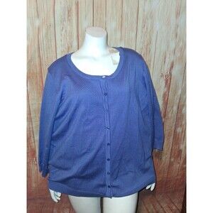 Architect Blue 3/4 Sleeve Button Up Cardigan Sz 2X